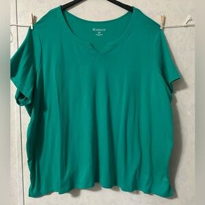Roaman's Green Boxy Short Sleeve Top
